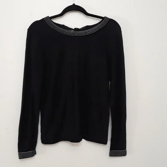 Banana Republic Tops - Banana Republic Black Sweatshirt with Sliver Trim
